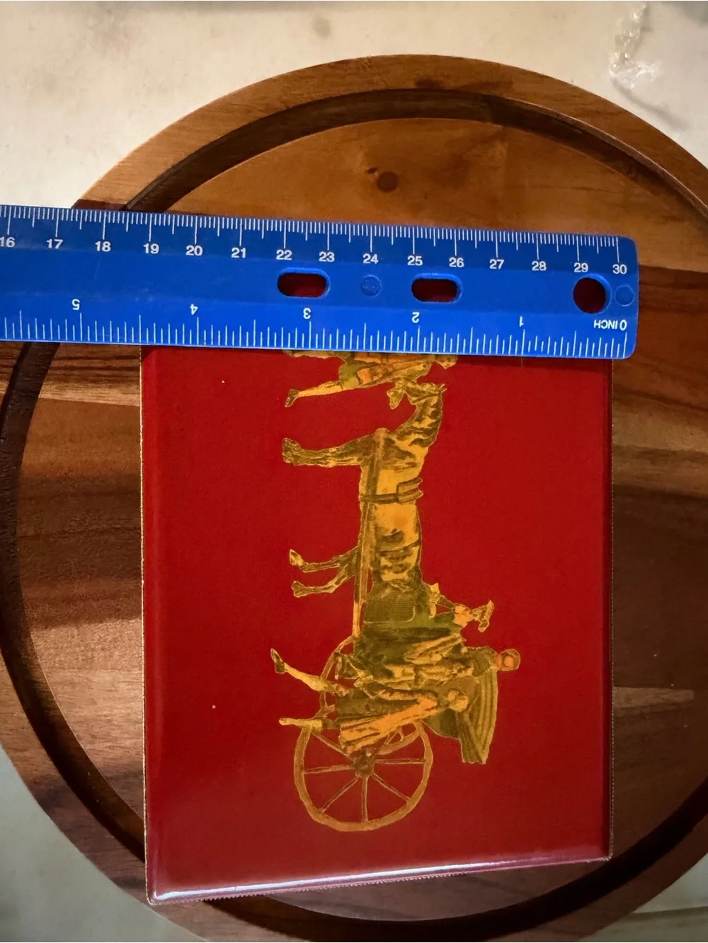 1971 Large Red Carriage Jewelry Box Signed Theda B. Vintage Divided Keepsake